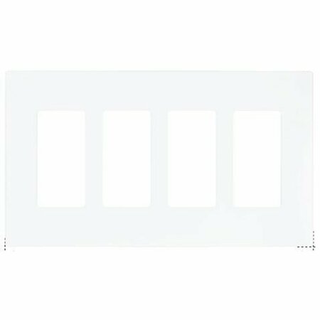 COOPER INDUSTRIES Eaton Wallplate, 4-7/8 in L, 8.56 in W, 4-Gang, Polycarbonate, White, High-Gloss PJS264W